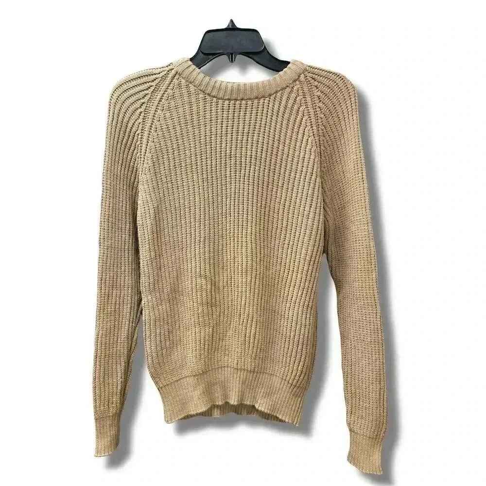 Center Isle Women's size 38 Beige Pullover Sweater Crew Neck Casual Fall